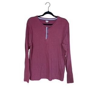 Old Navy Men’s Long Sleeve Henley T Shirt Red Size Large GUC